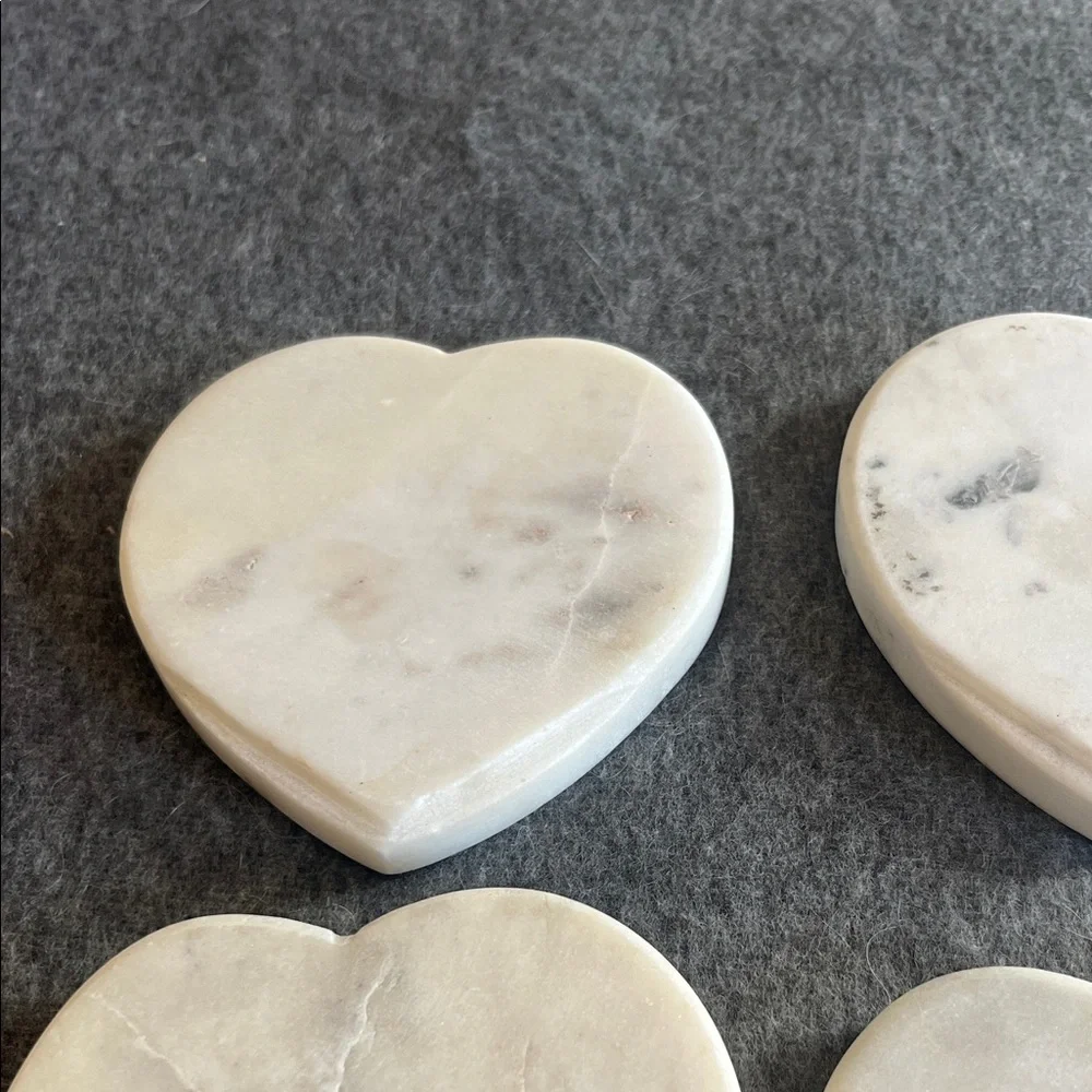 Heart-Shaped Marble Coasters Set of 4